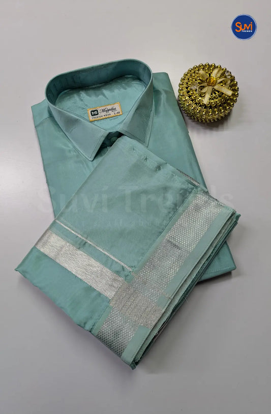 Premium Japan Silk Dhoti Set - Pastel Rama