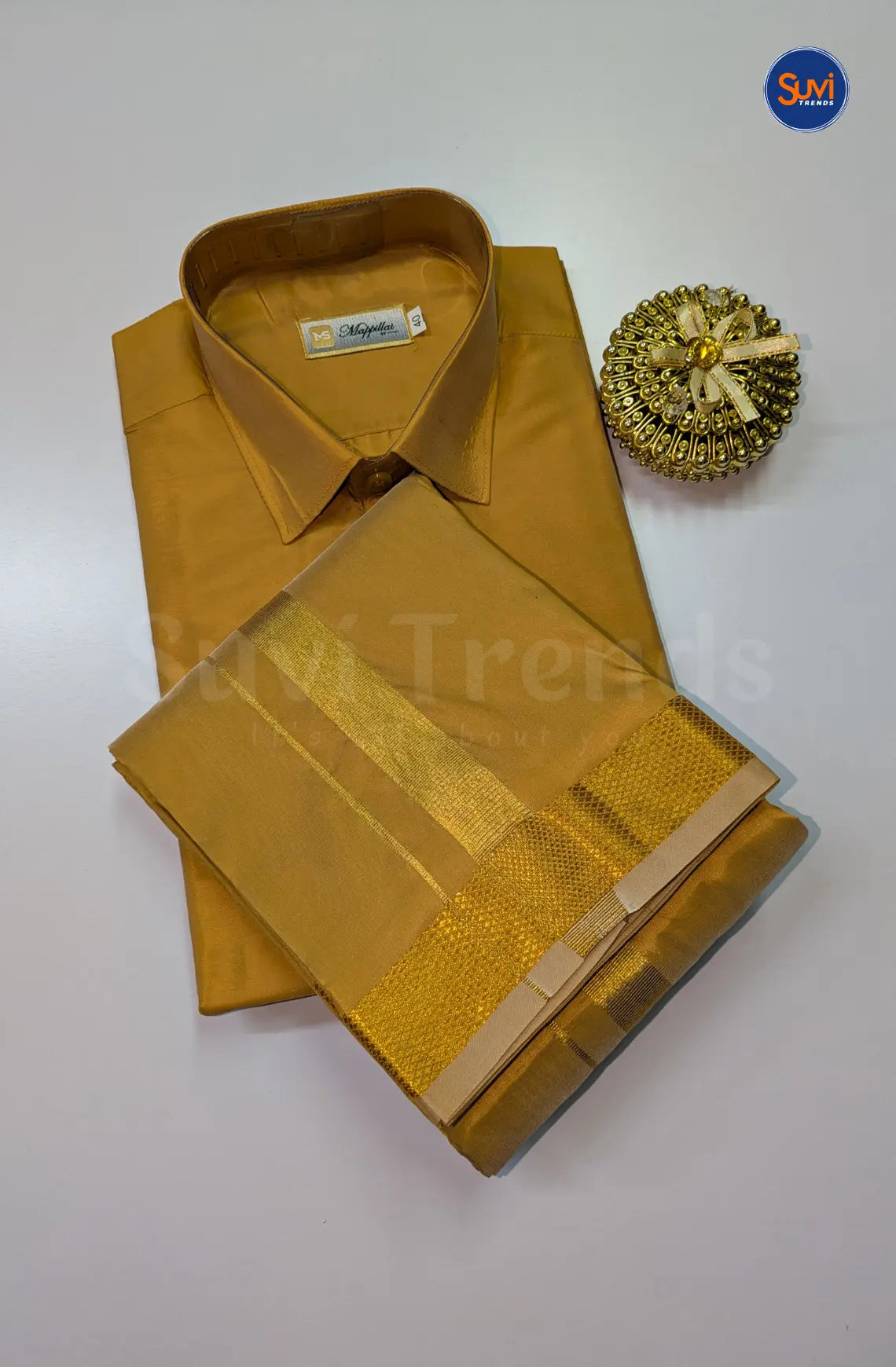 Premium Japan Silk Dhoti Set with Gold Zari - Zari Gold