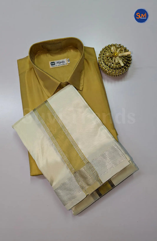 Premium Silk Dhoti Set with Colour Zari - Zari Gold