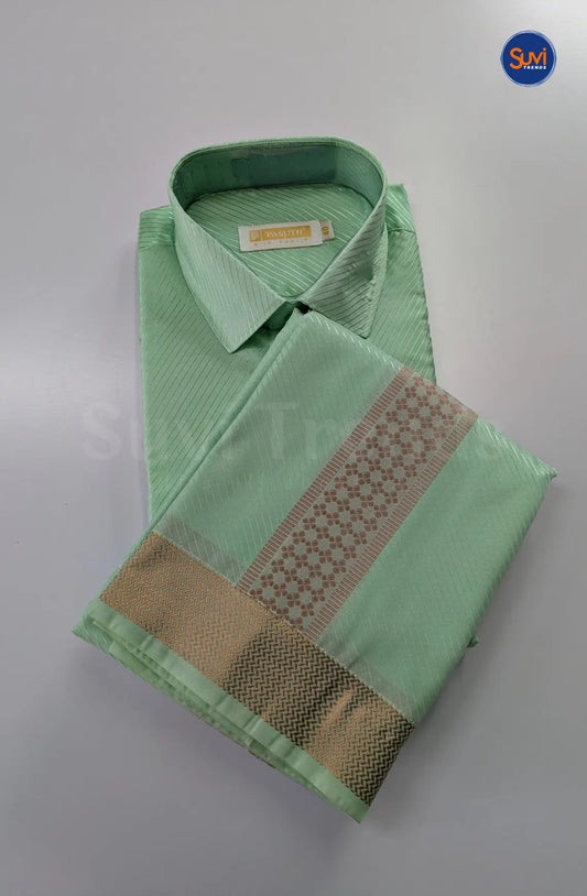 Premium Stripes Men's Dhoti Set - Green