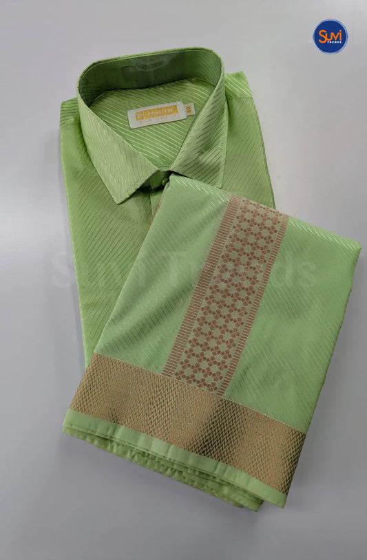 Premium Stripes Men's Dhoti Set - Pista