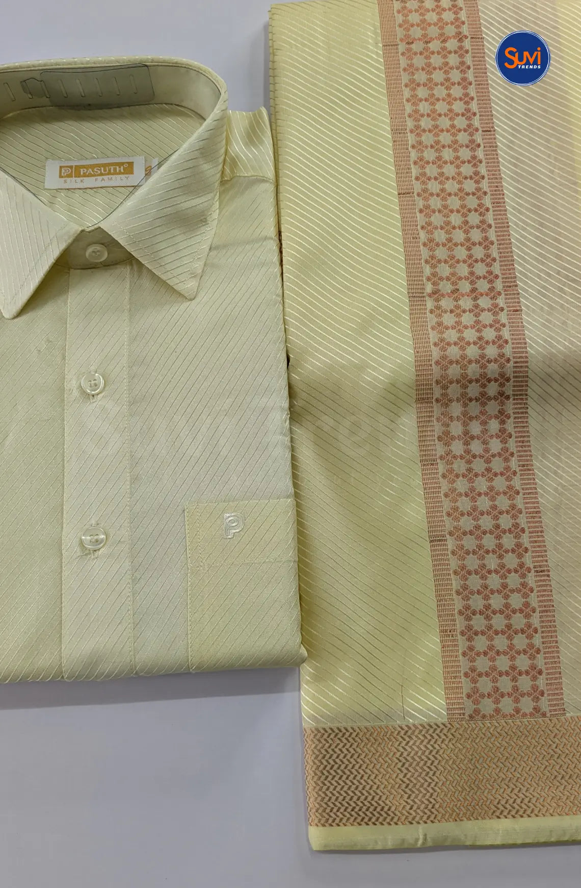 Premium Stripes Men's Dhoti Set - White