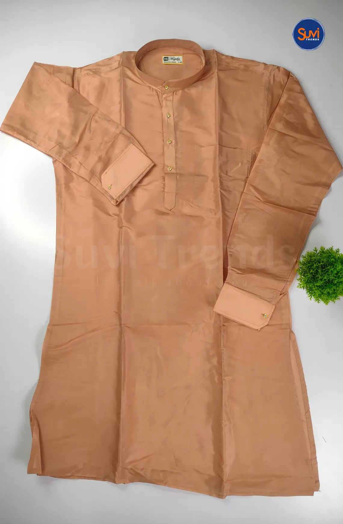 Premium Art Silk Kurta And Dhoti set - Copper