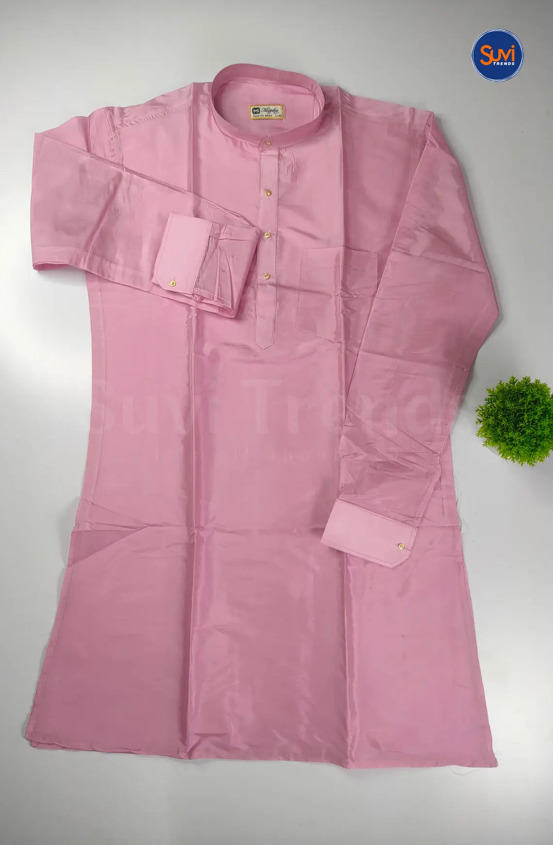 Premium Art Silk Kurta And Dhoti set - Rosy Pink