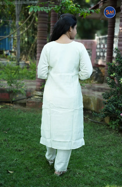 Roman Silk Suit Set with Sequins Embroidery Work - Pastel Light Green