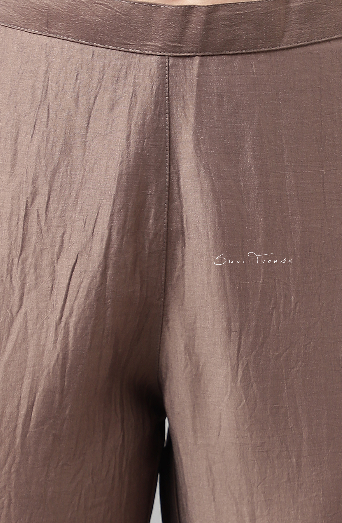 Chinon Solid Kurta Set - Brown