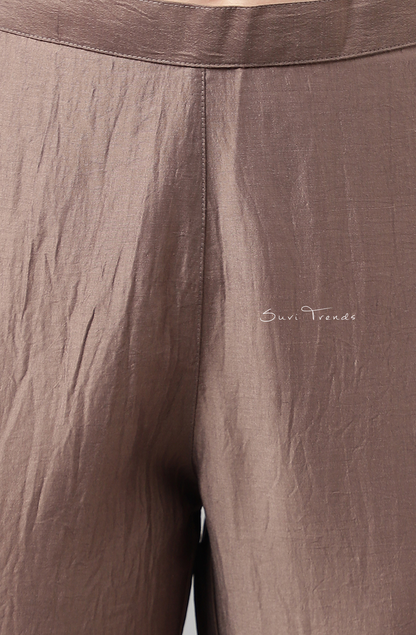 Chinon Solid Kurta Set - Brown