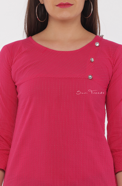 Cotton Kantha Short Top - Pink