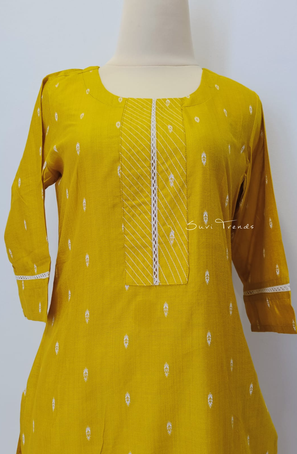 All Over Butta Embroidered Straight Kurta - Yellow