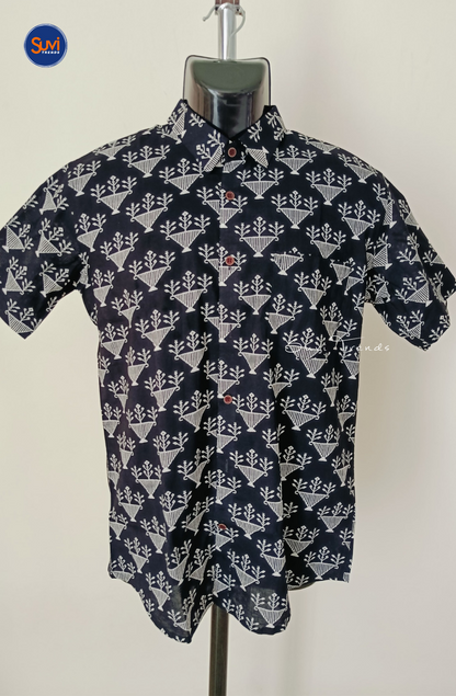 Men's Tribal Printed Cotton Shirt - Black