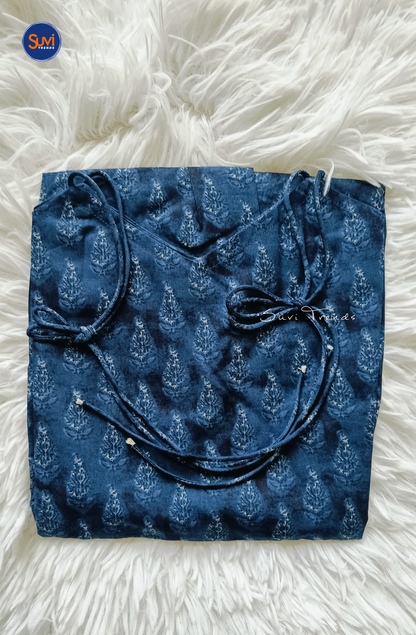 Cotton Peplum Sleeveless Top - Blue