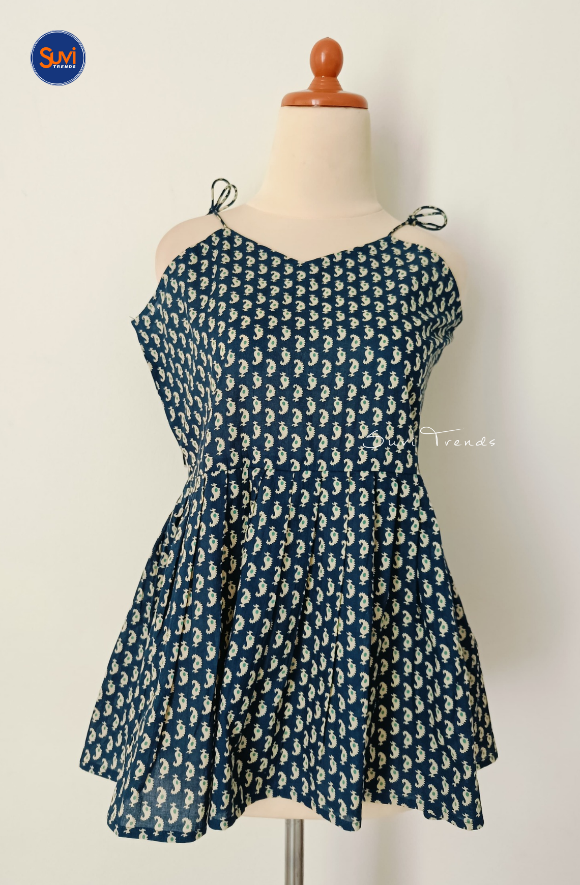 Cotton Peplum Sleeveless Top - Navy Blue