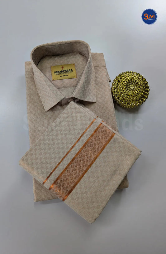 Wedding Zari Brocade Shirt and Dhoti Set 1