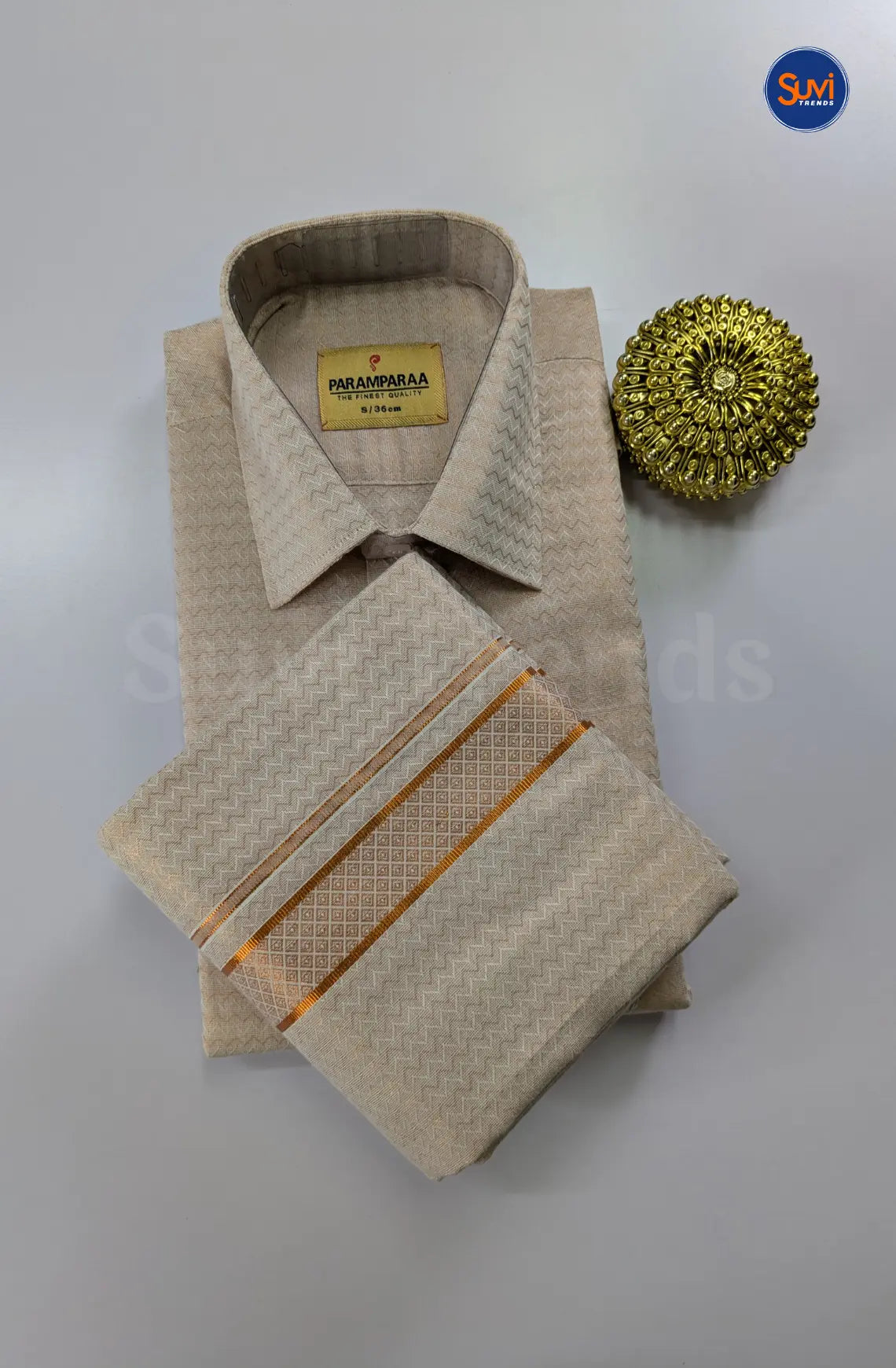 Wedding Zari Brocade Shirt and Dhoti Set 2