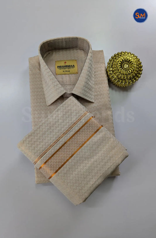 Wedding Zari Brocade Shirt and Dhoti Set 2