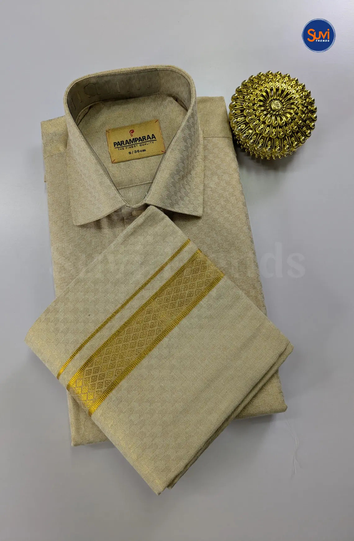 Wedding Zari Brocade Shirt and Dhoti Set 3