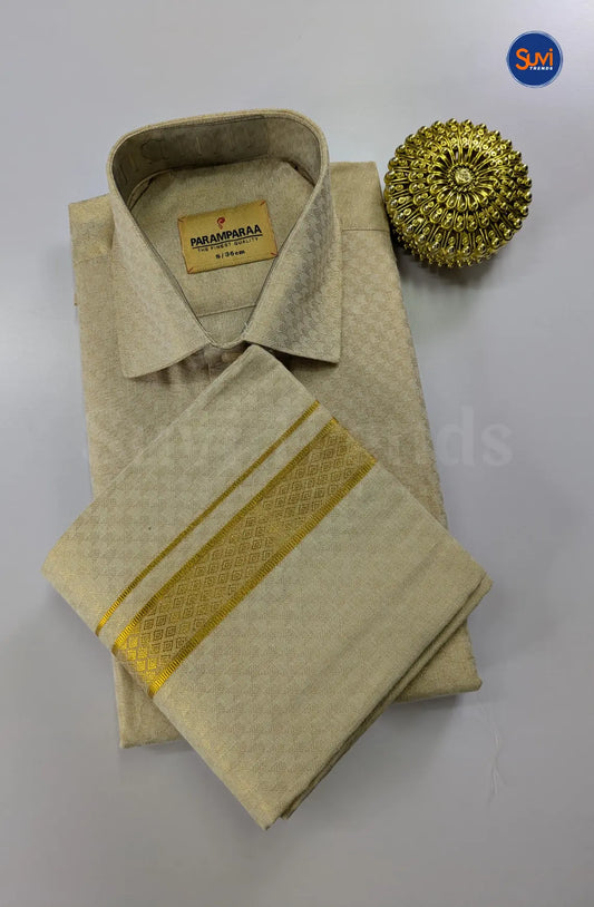 Wedding Zari Brocade Shirt and Dhoti Set 3