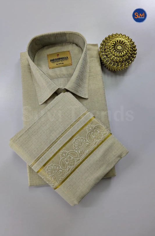 Wedding Zari Brocade Shirt and Dhoti Set 4