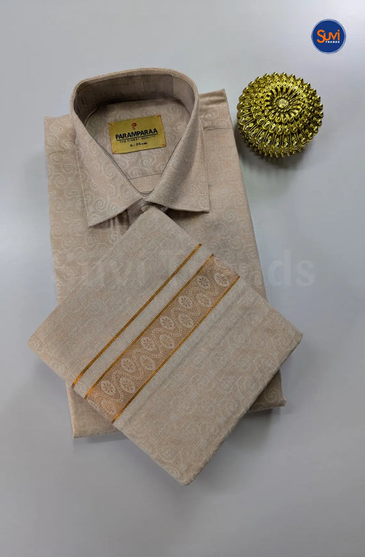 Wedding Zari Brocade Shirt and Dhoti Set 7