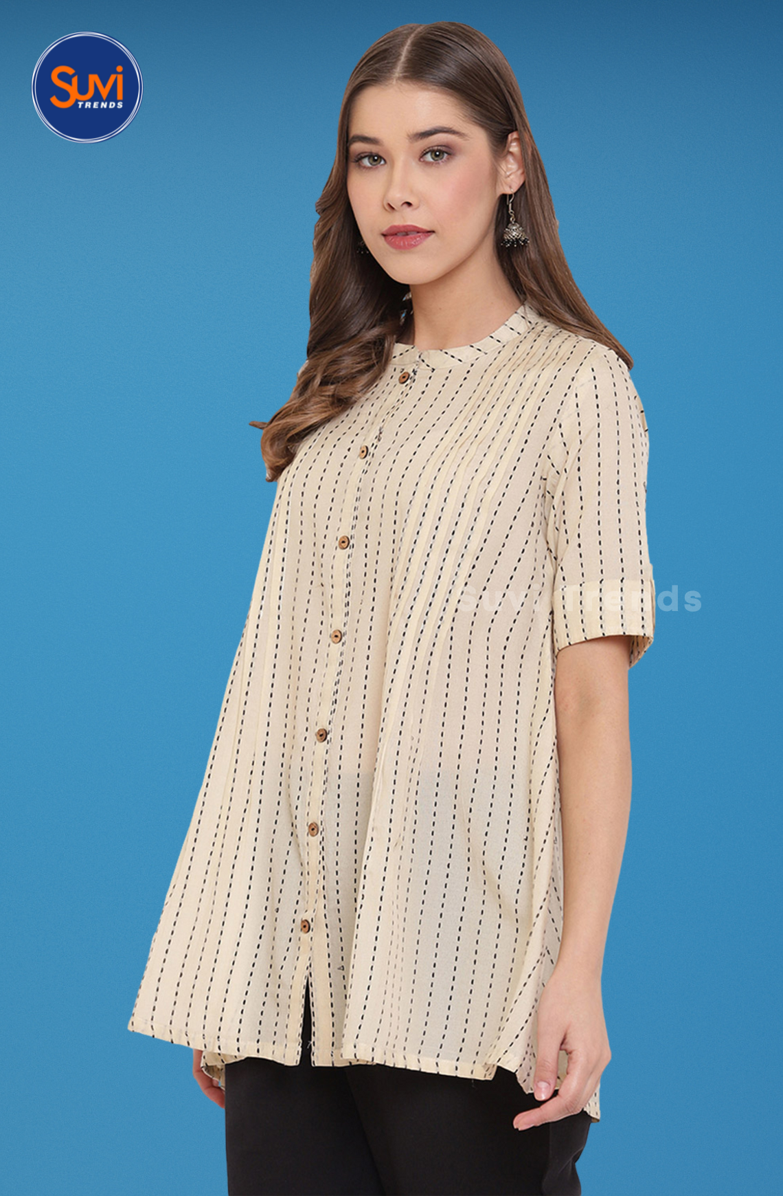 Printed Cotton Top - Off White