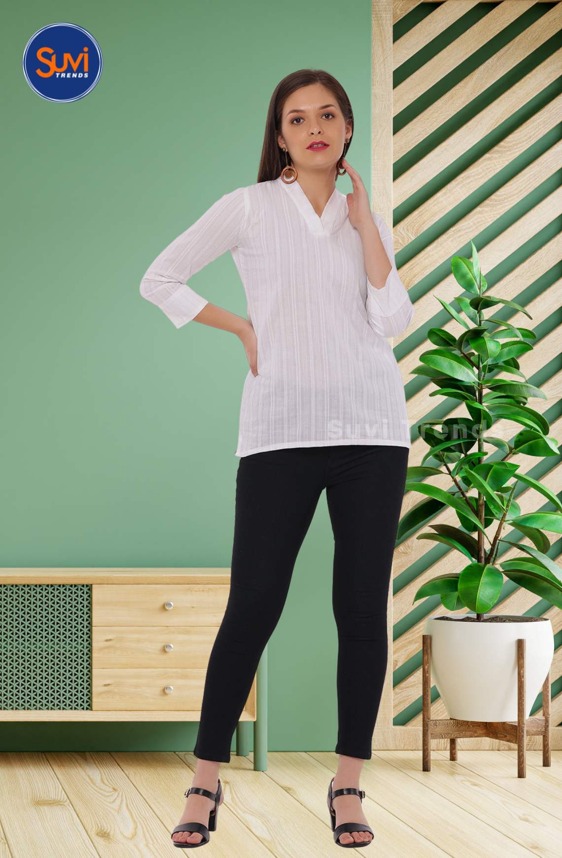 White V Collared Top