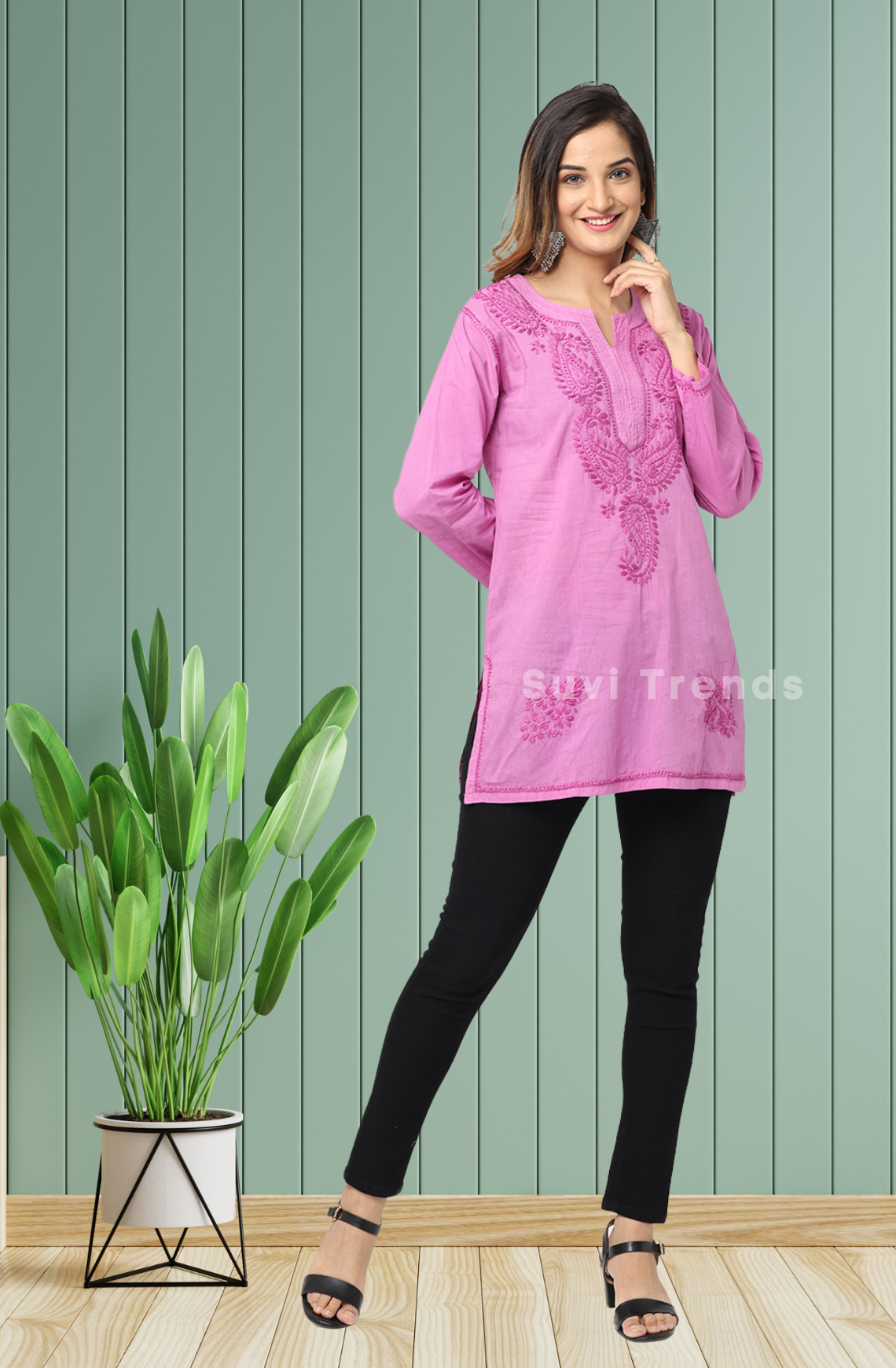 Violet Chikankari Top