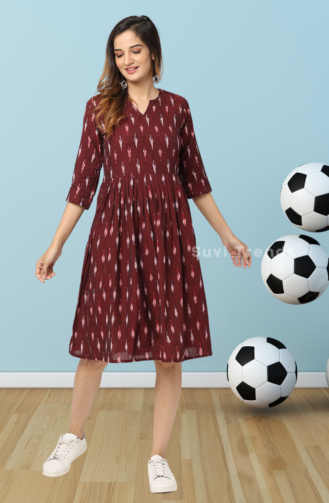 Maroon Ikat Dress