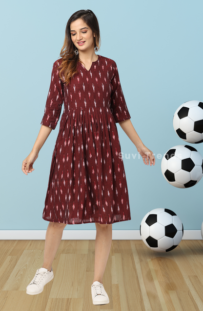 Maroon Ikat Dress