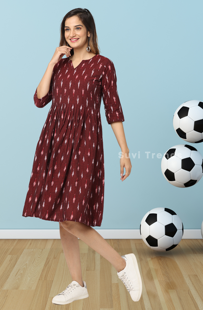 Maroon Ikat Dress