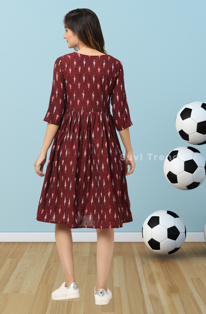 Maroon Ikat Dress