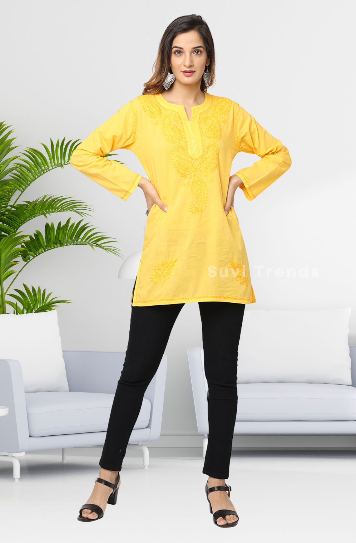 Mango Yellow Chikankari Top