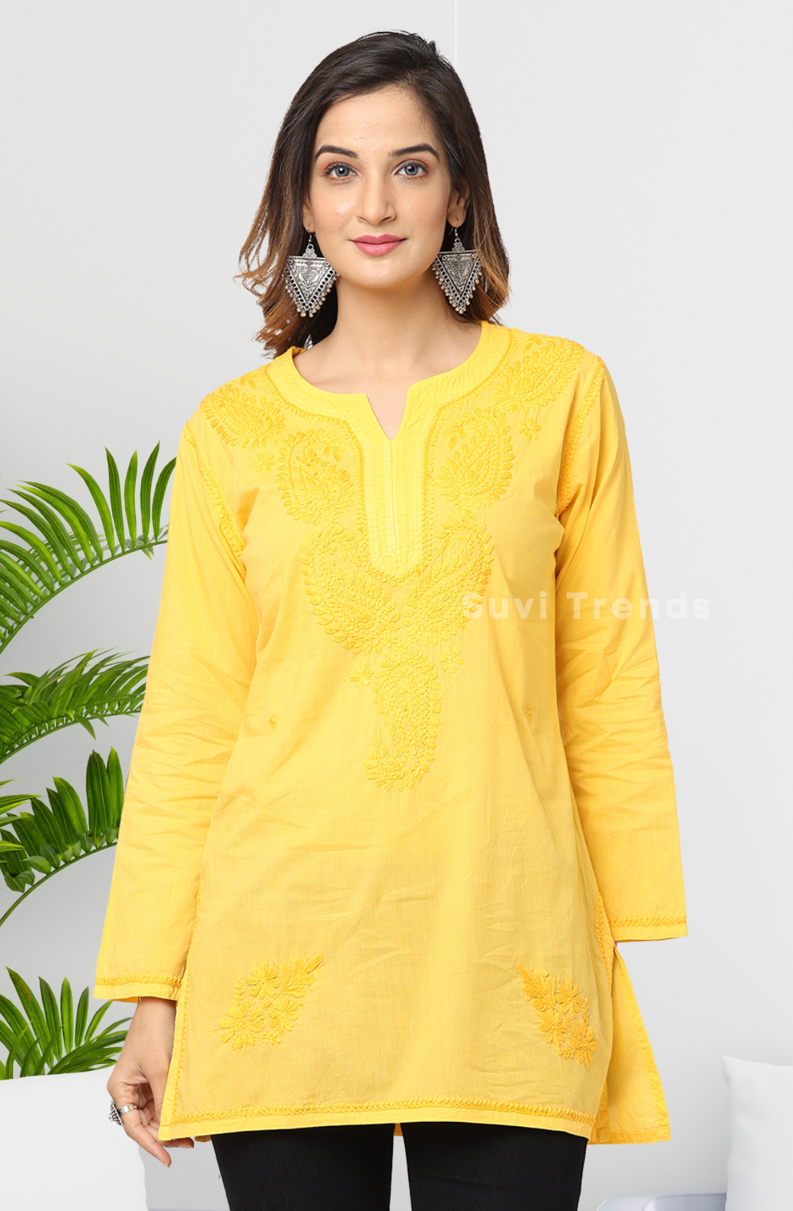 Mango Yellow Chikankari Top