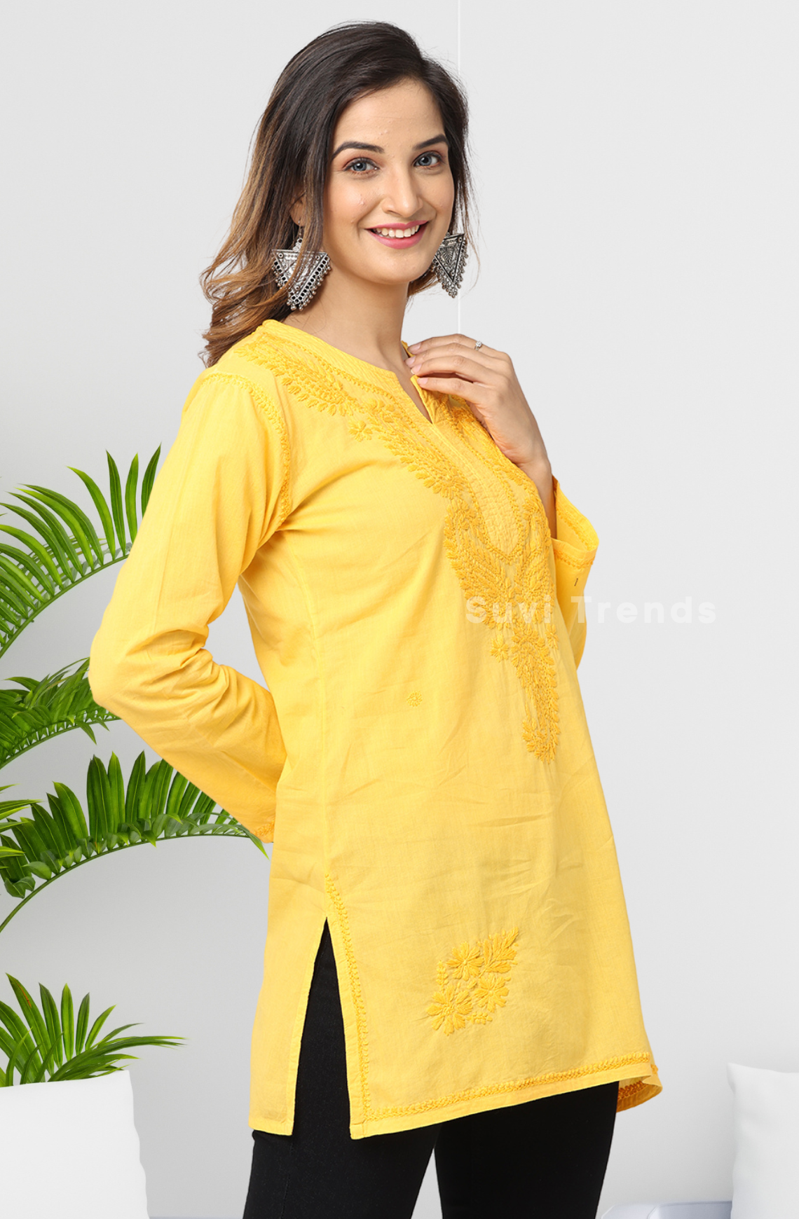 Mango Yellow Chikankari Top