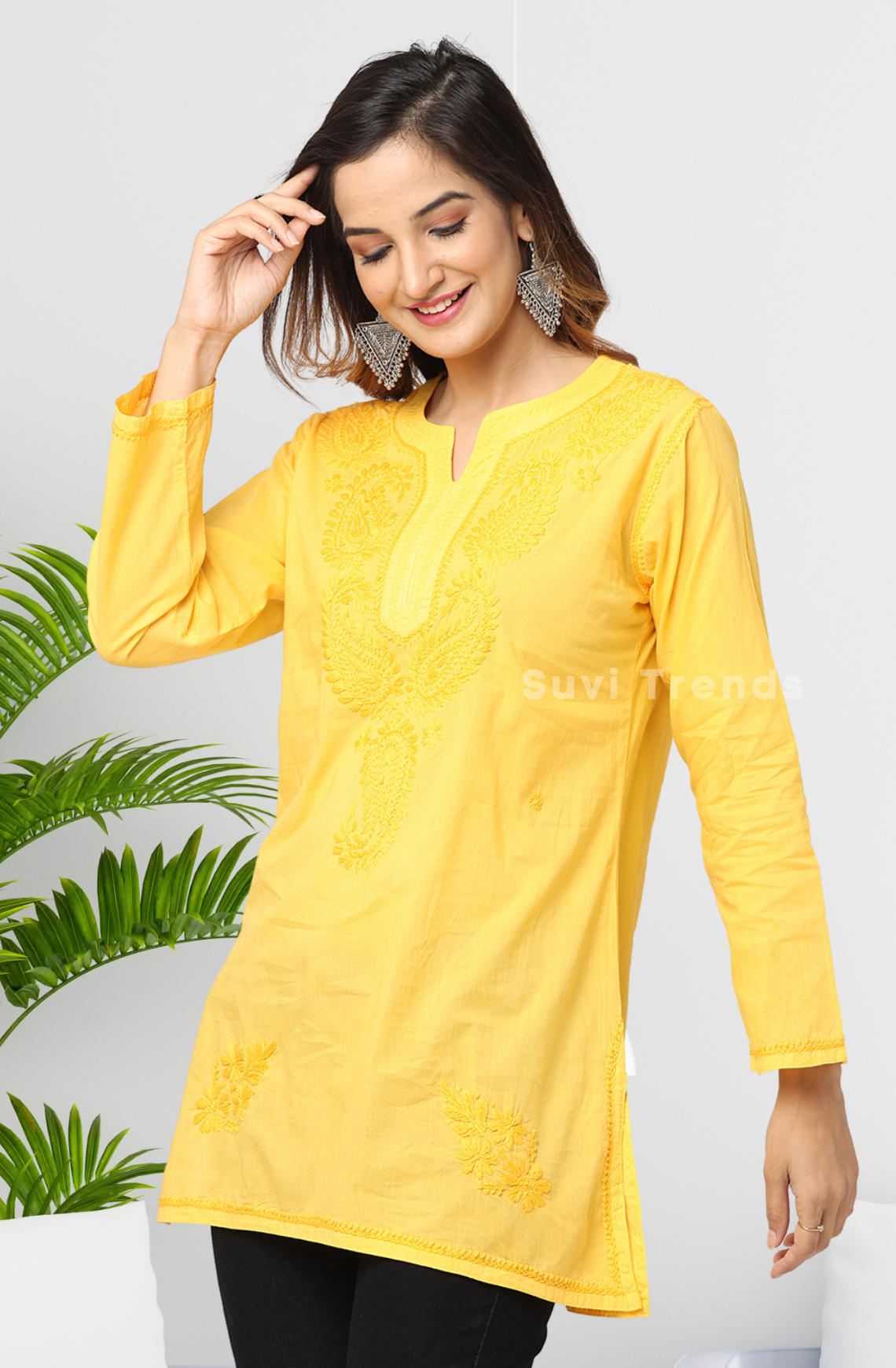 Mango Yellow Chikankari Top