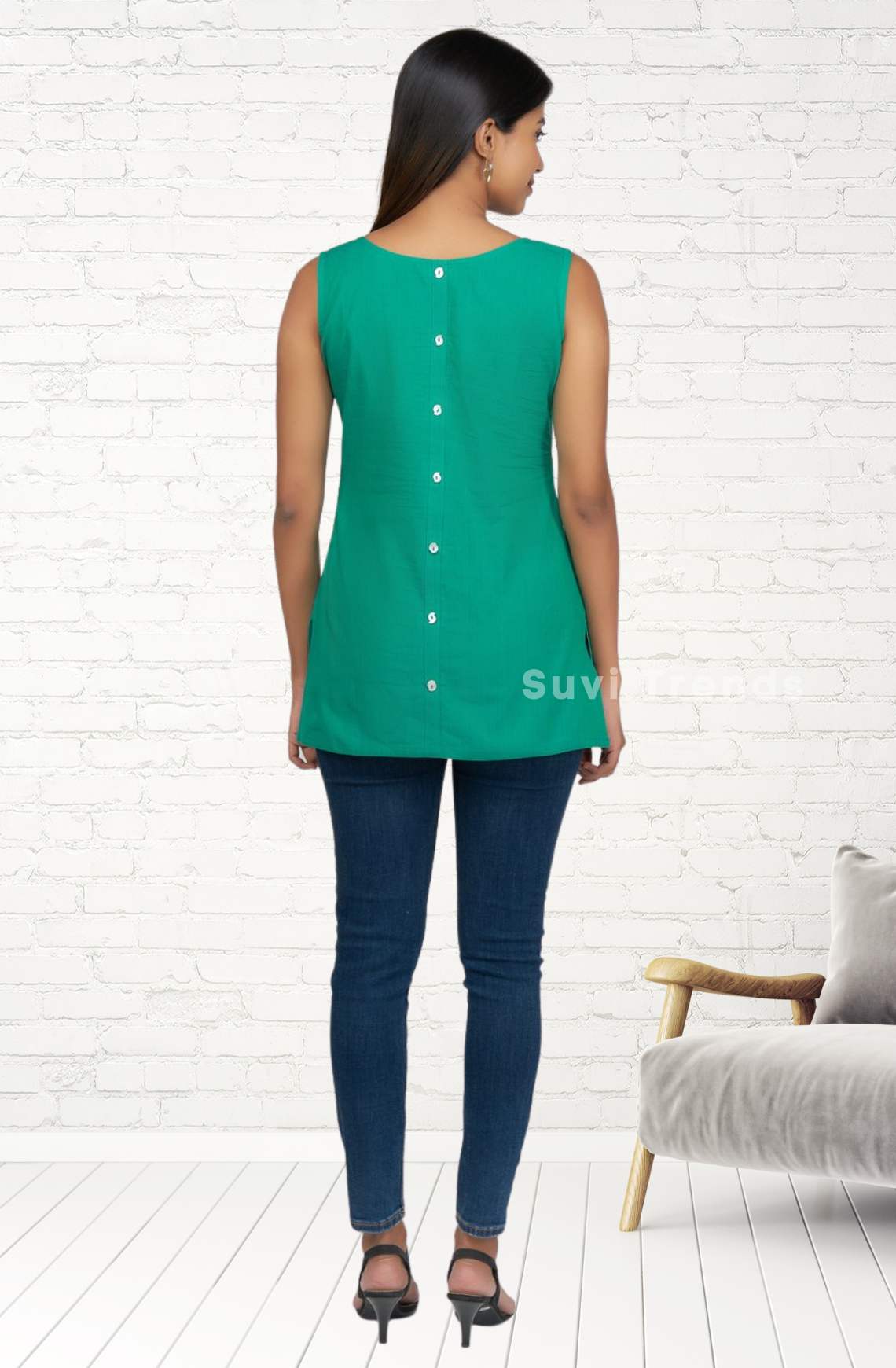 Green Ethnic Embroidery Top