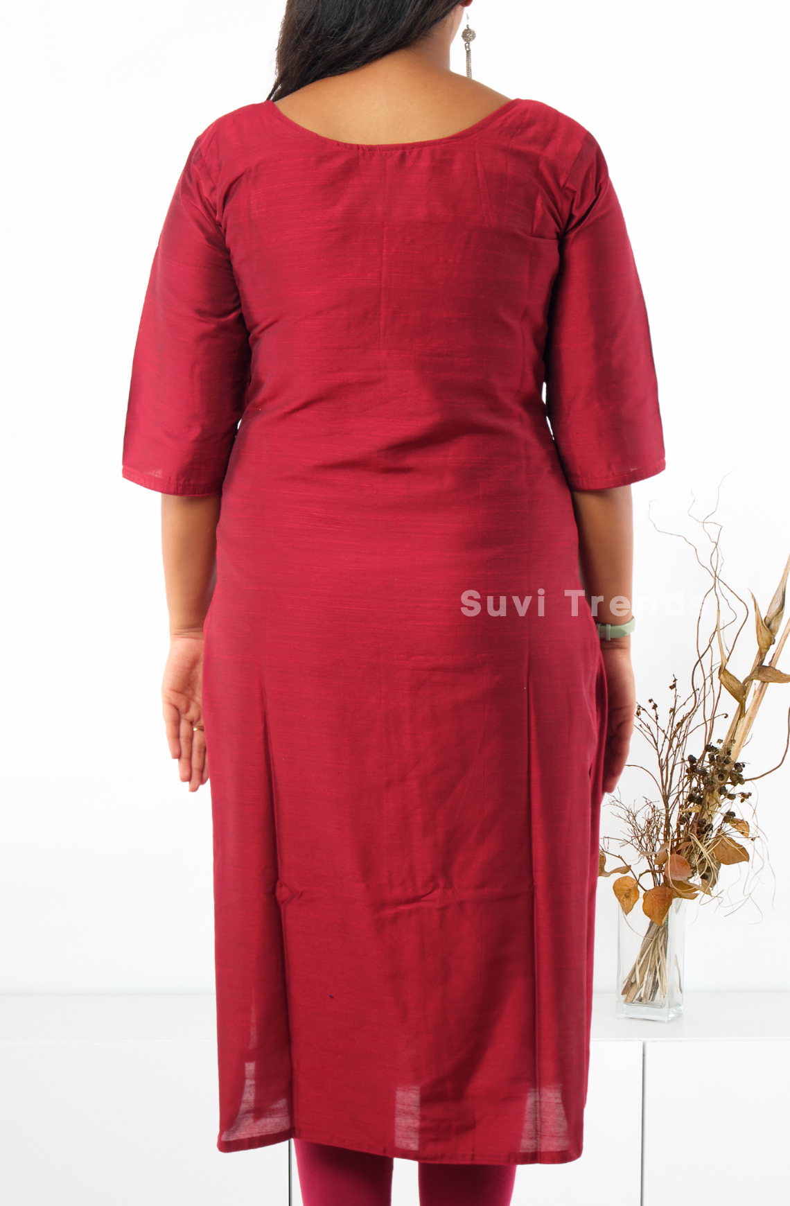 Maroon & Green Aari worked Kurti