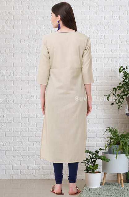 Beige Embroidery Kurta