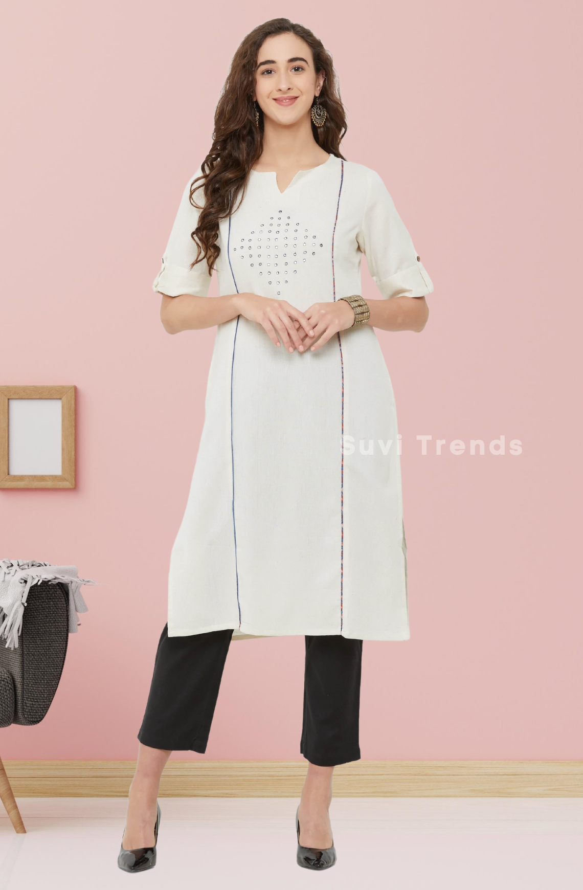 Solid Cotton Straight Cut Kurta - Off White