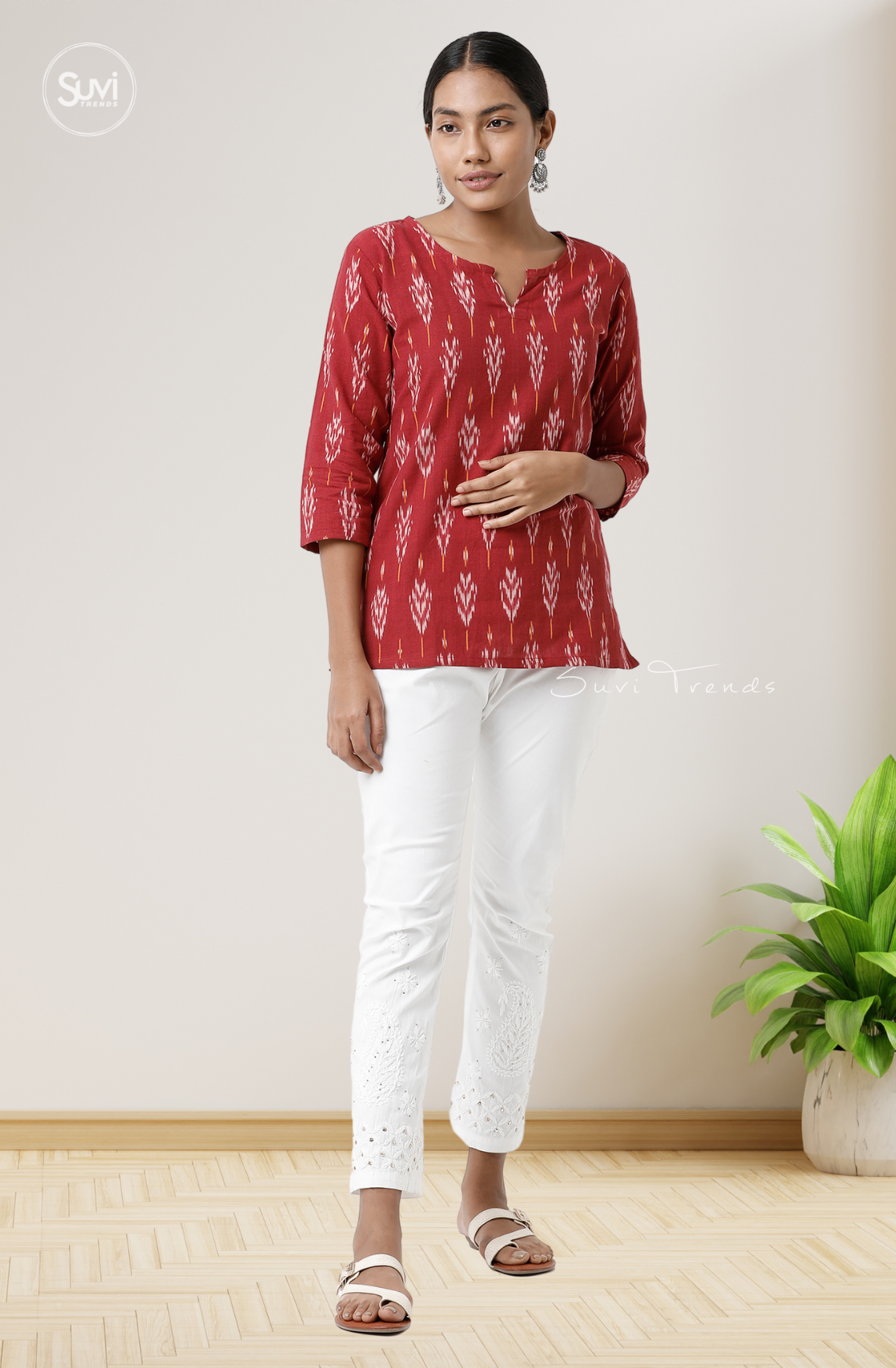 Red Cotton Ikat Top