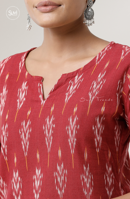 Red Cotton Ikat Top