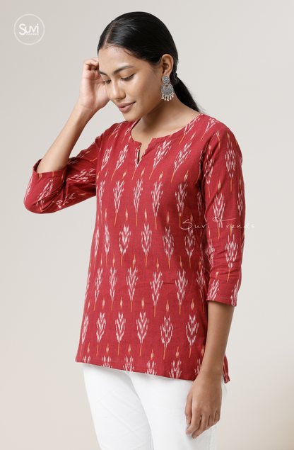 Red Cotton Ikat Top