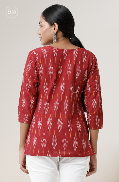 Red Cotton Ikat Top