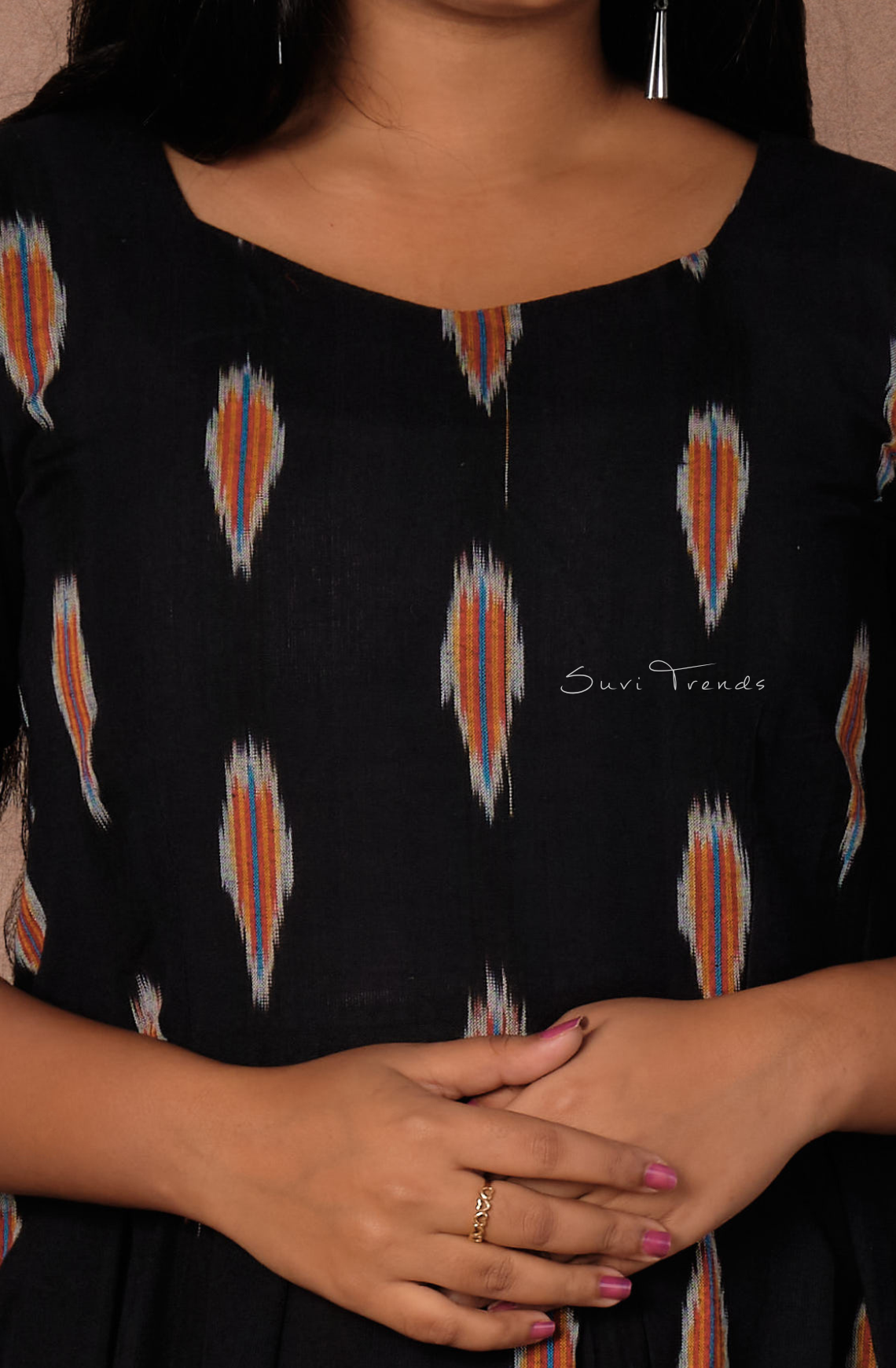 Trendy Abstract Printed Dress - Black