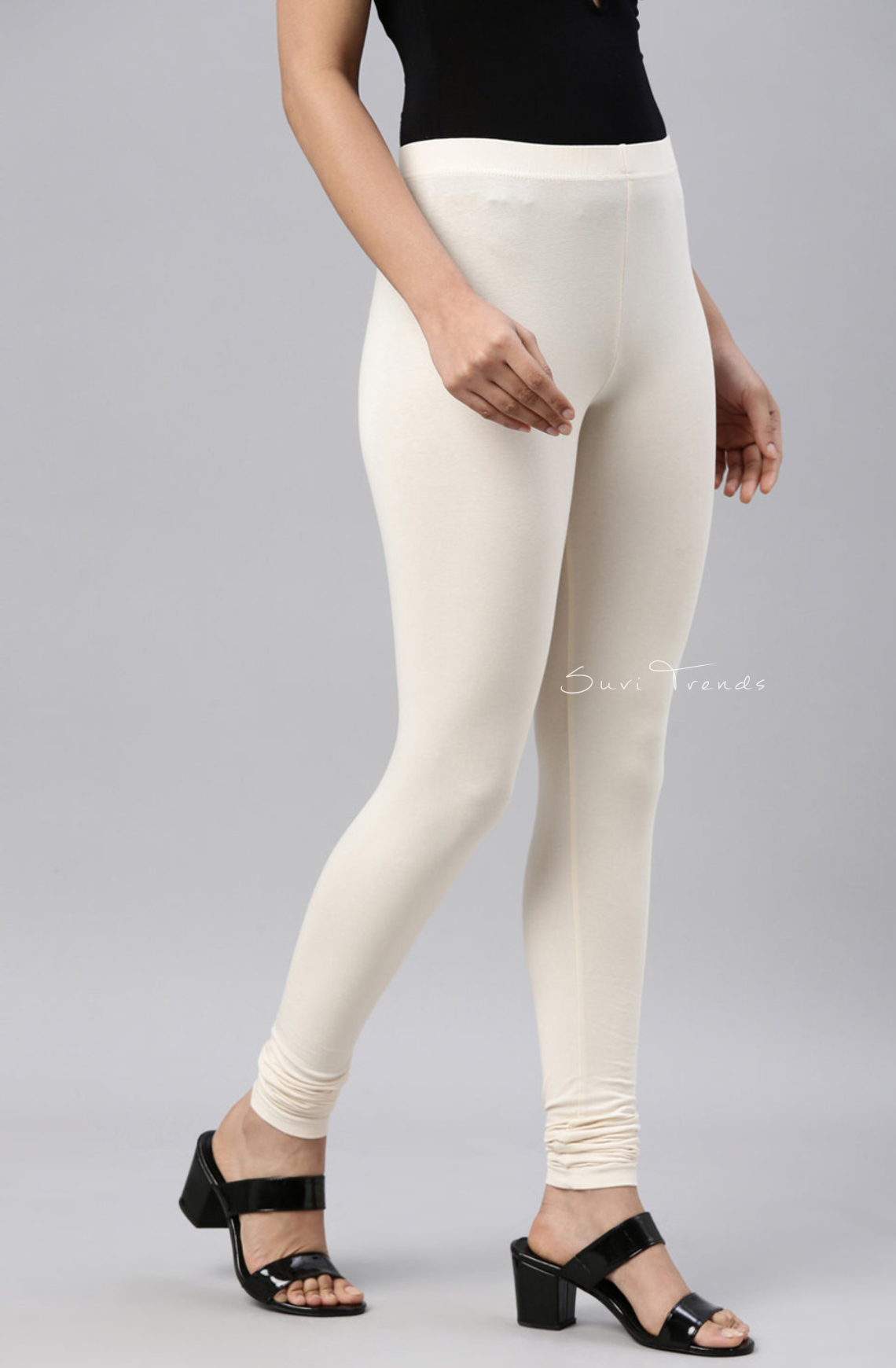 Ecru Cotton Churidar Leggings