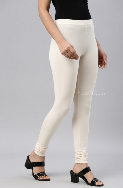 Ecru Cotton Churidar Leggings
