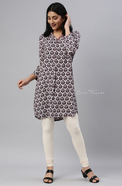 Ecru Cotton Churidar Leggings