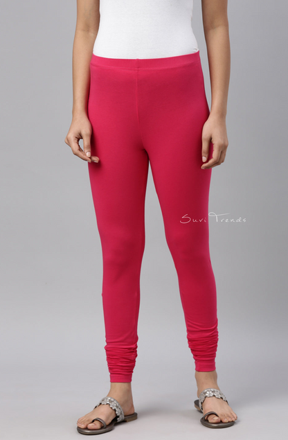 Young Fuchsia Cotton Churidar Leggings