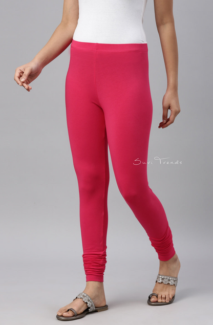 Young Fuchsia Cotton Churidar Leggings