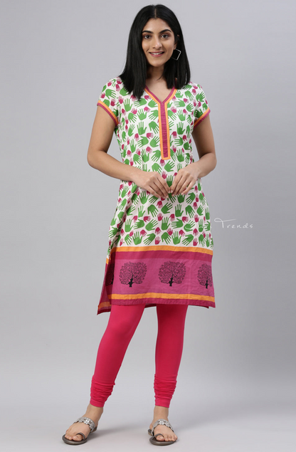 Young Fuchsia Cotton Churidar Leggings